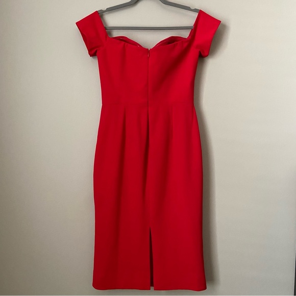 DRESS THE POPULATION Off Shoulder Cocktail Dress Red Size M - Picture 3 of 13